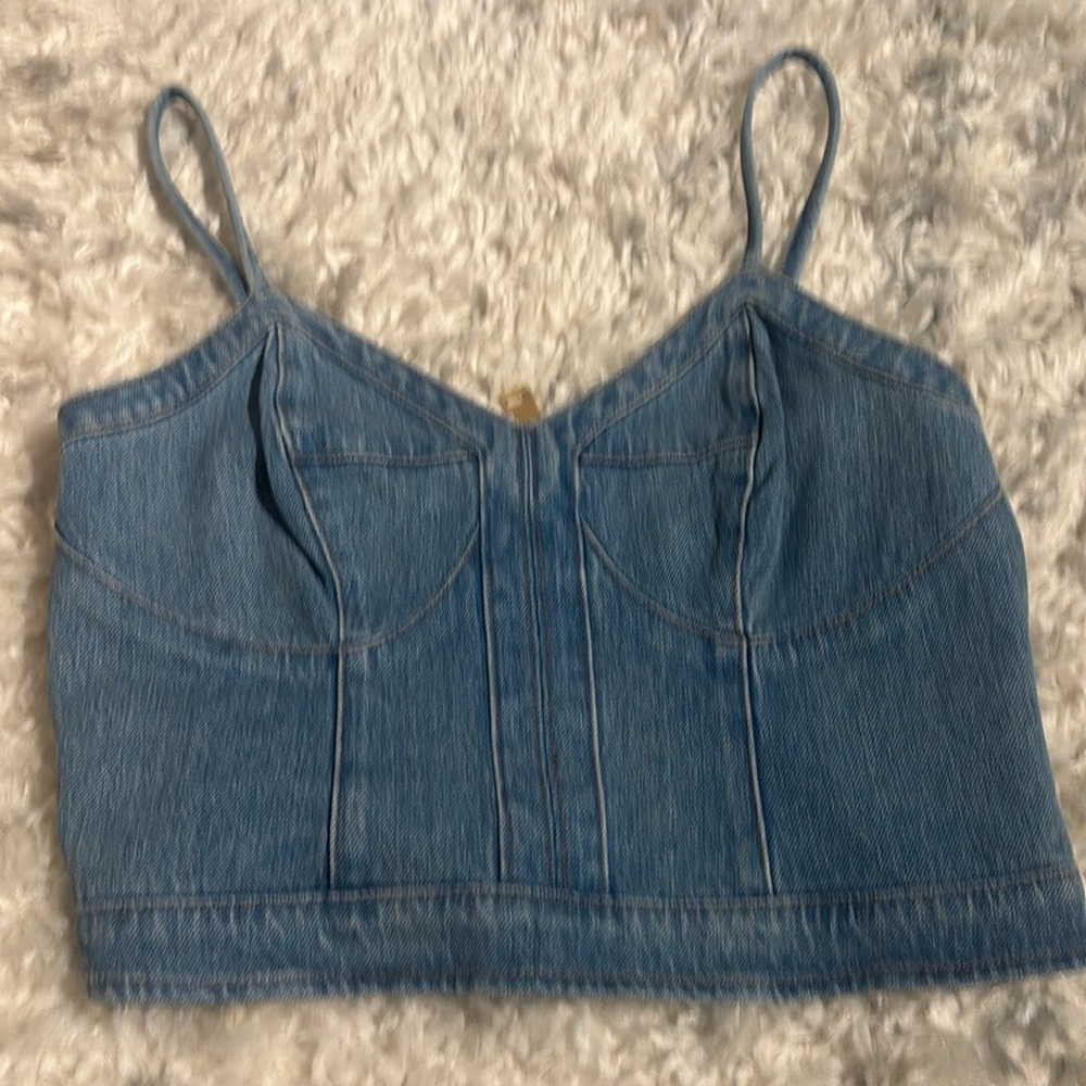 Express denim crop top size 2